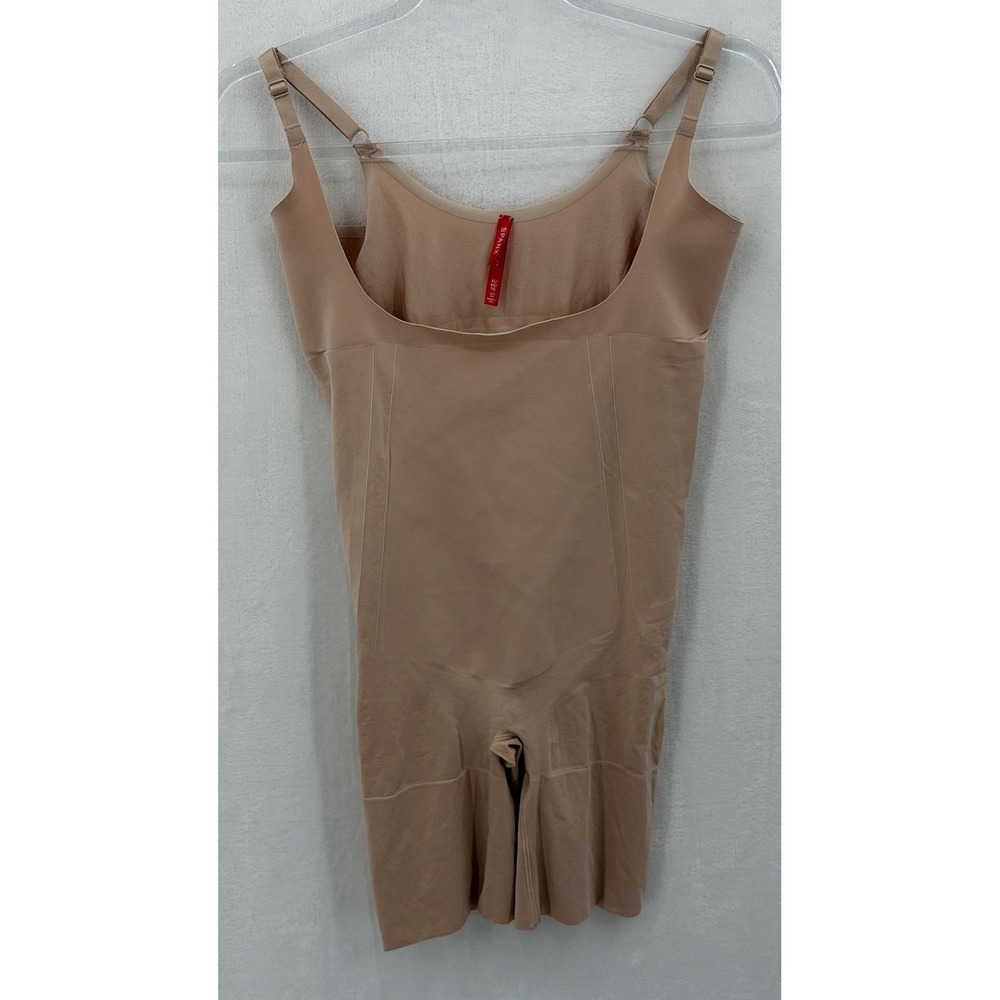 Spanx‎ Bodysuit Womens XL Beige OnCore Open-Bust Mid Thigh Slimming Shapewear
